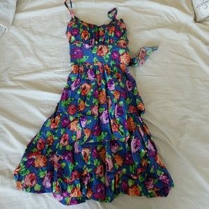Blue floral ruffle dress (never worn)